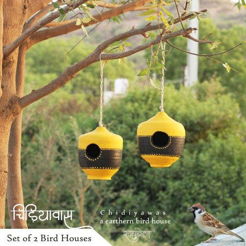 Set of 2 Maati Chidiyawas- Earthen Bird House