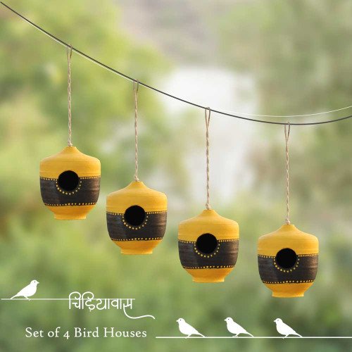 Set of 4 Maati Chidiyawas- Earthen Bird House