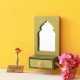 Saubhagya Darpan- Mini Dressing Unit- Wall Decor Wooden Mirror Chest - Green