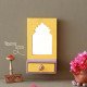 Saubhagya Darpan- Mini Dressing Unit- Wall Decor Wooden Mirror Chest - Yellow