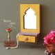 Saubhagya Darpan- Mini Dressing Unit- Wall Decor Wooden Mirror Chest - Yellow