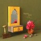 Saubhagya Darpan- Mini Dressing Unit- Wall Decor Wooden Mirror Chest - Yellow