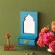 Saubhagya Darpan- Mini Dressing Unit- Wall Decor Wooden Mirror Chest - Blue