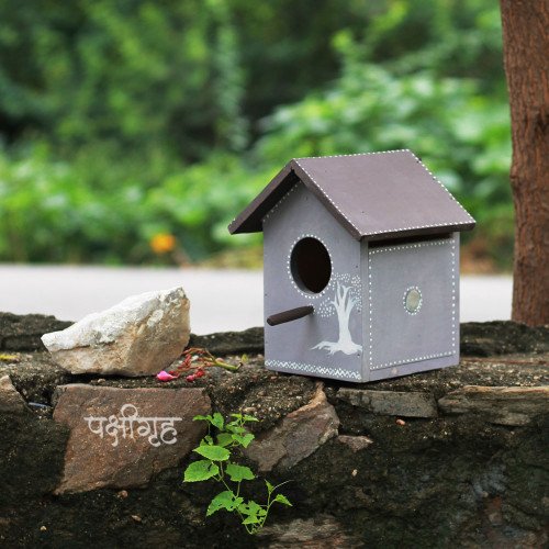 Pakshi Gruh- Mud Art Wooden Bird House- Vruksha Art