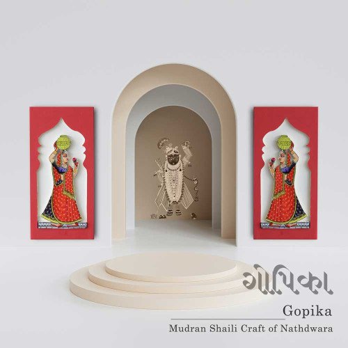 Gopika- Mudran Shaili Wall Decor Panel Set-Red