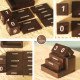 Desk Calendar - Brown Polished Wooden Endless Calendar -Flip 'n' Lift Dices and Slices