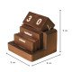 Desk Calendar - Brown Polished Wooden Endless Calendar -Flip 'n' Lift Dices and Slices