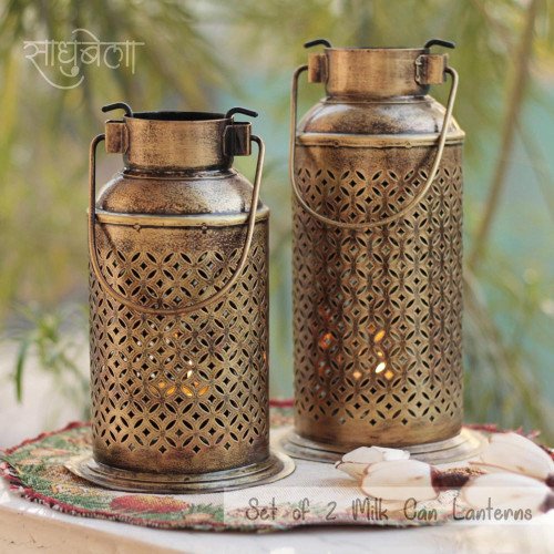 Golden Milk Can Lantern- Set of Small and Large